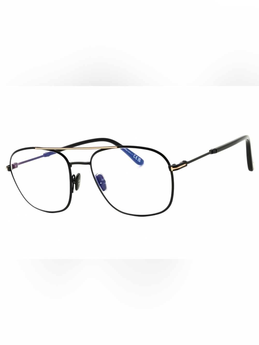 Tom Ford FT5830-B, Shiny black/clear/blue-light block lens, Size54X17X145